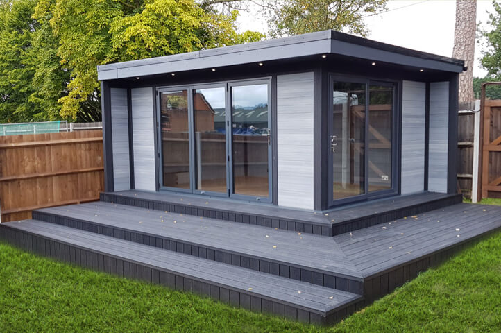 Garden Room with external decking and lighting