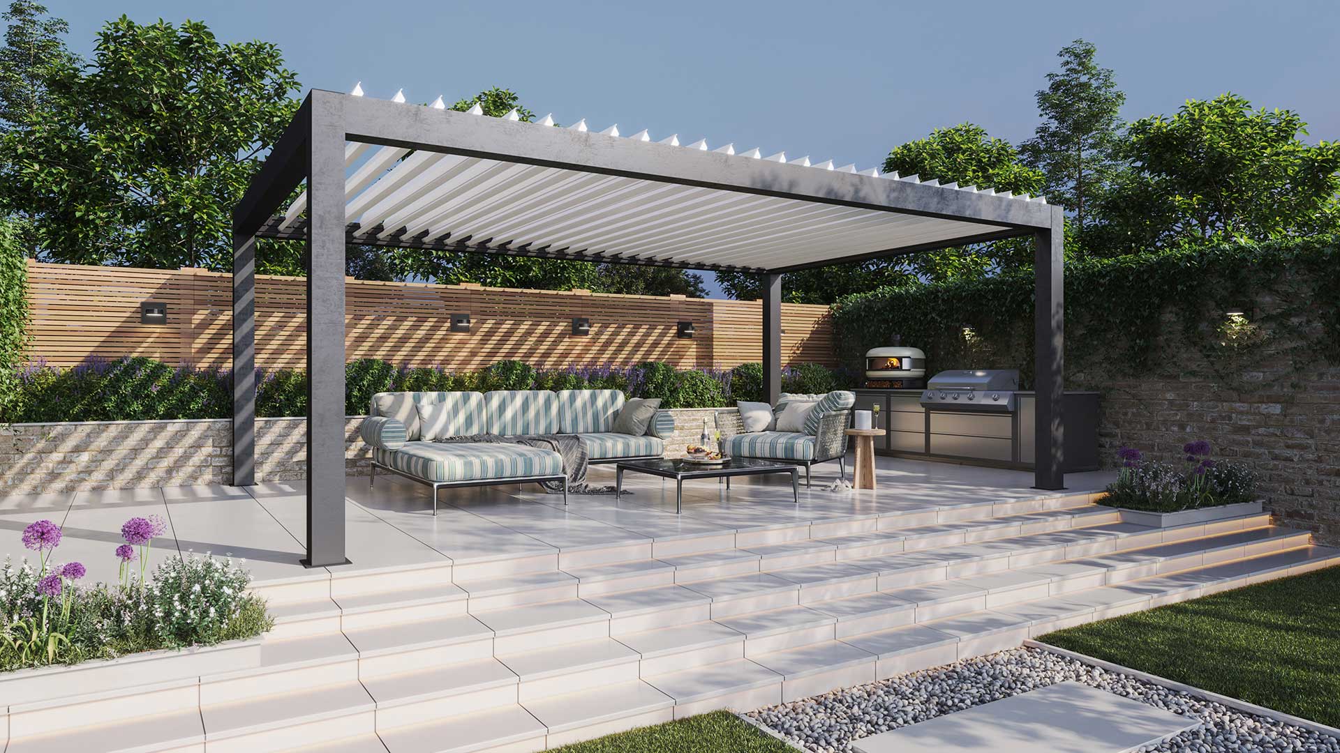 Pergola in Sun with roof shade
